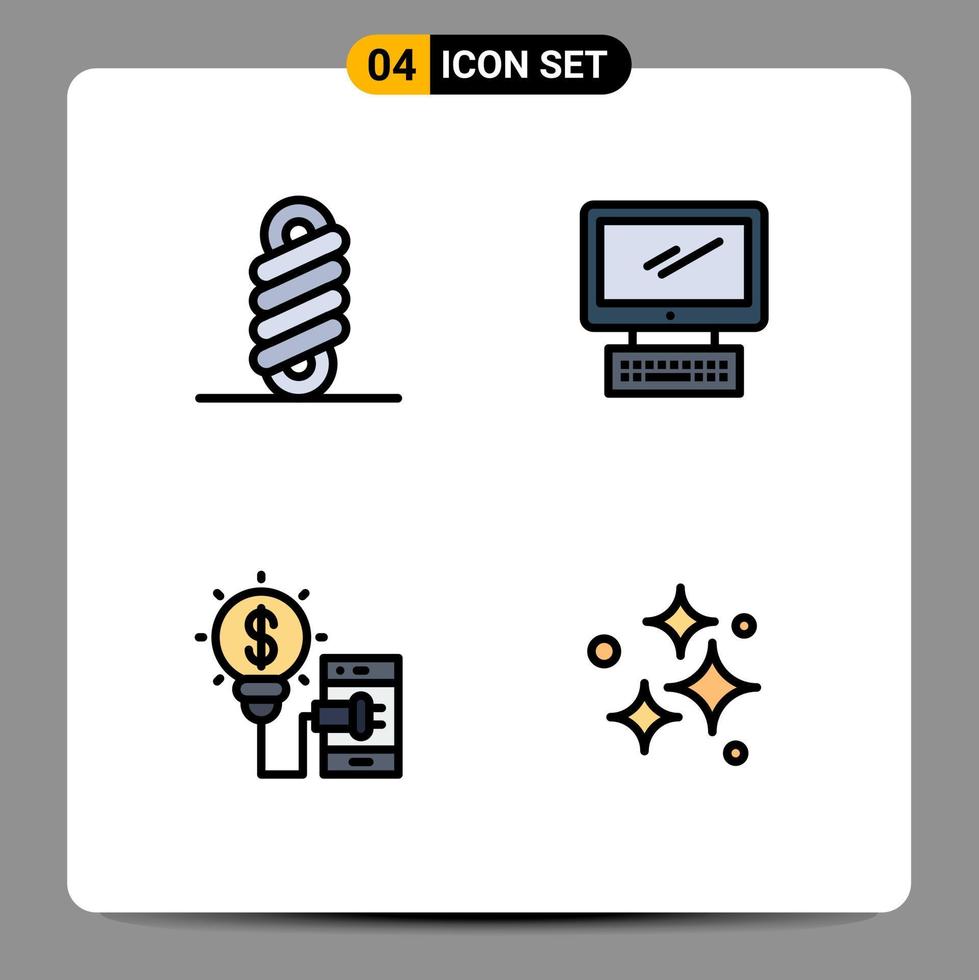 4 Filledline Flat Color concept for Websites Mobile and Apps double idea computer imac technology Editable Vector Design Elements