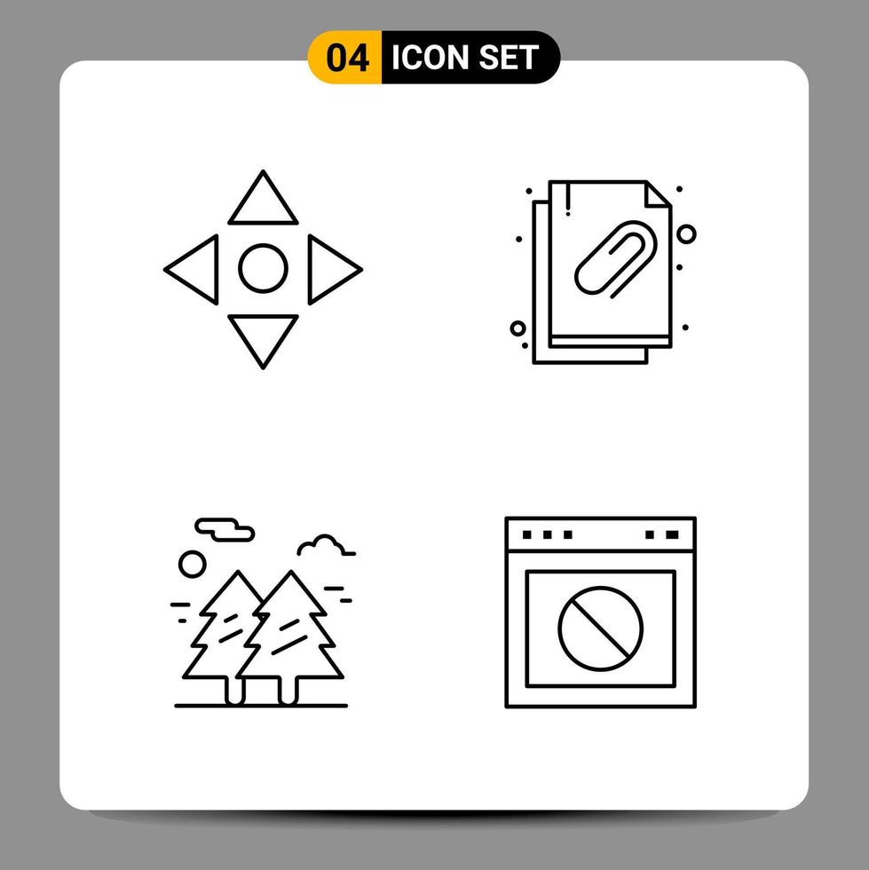 4 Black Icon Pack Outline Symbols Signs for Responsive designs on white background 4 Icons Set vector