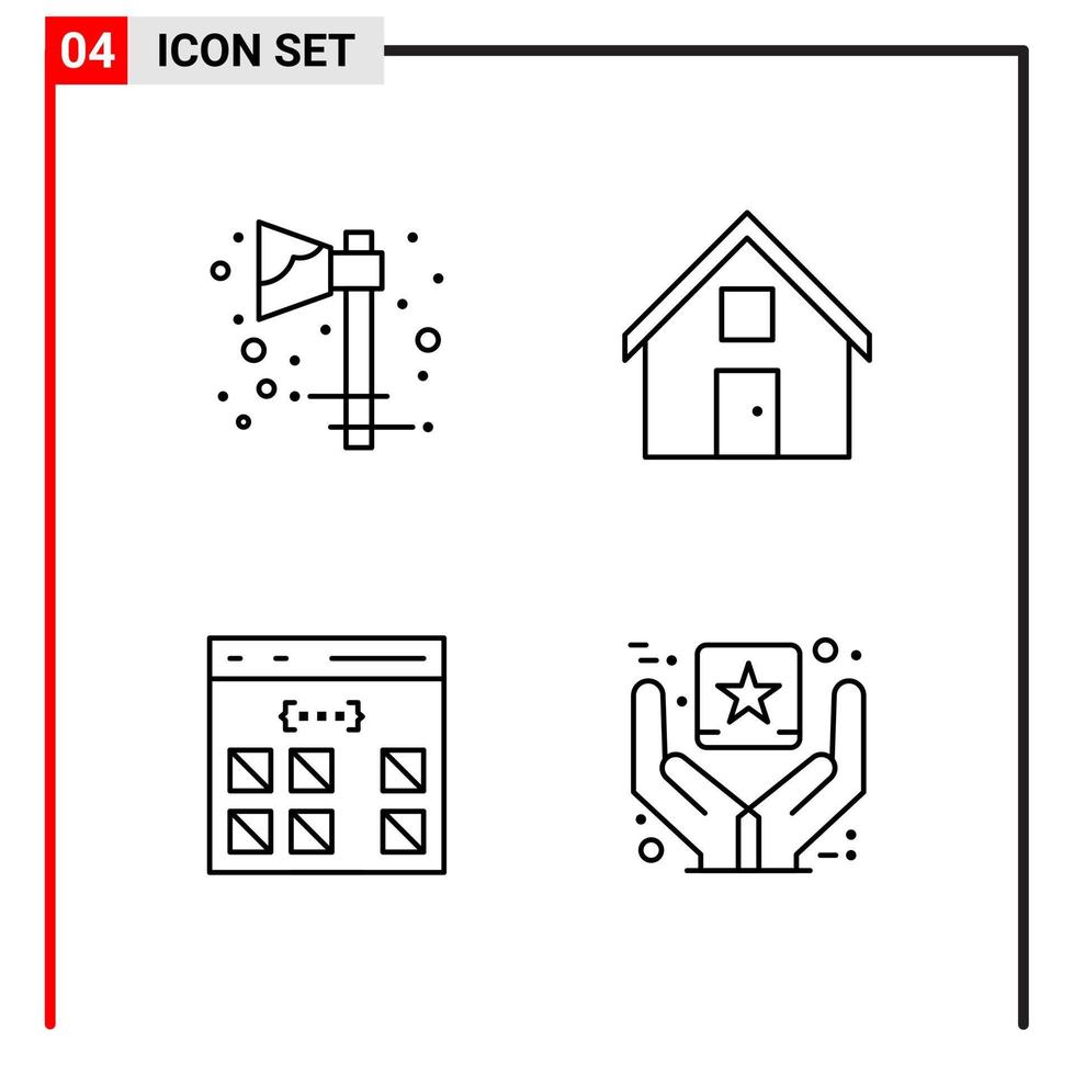 4 General Icons for website design print and mobile apps 4 Outline Symbols Signs Isolated on White Background 4 Icon Pack vector