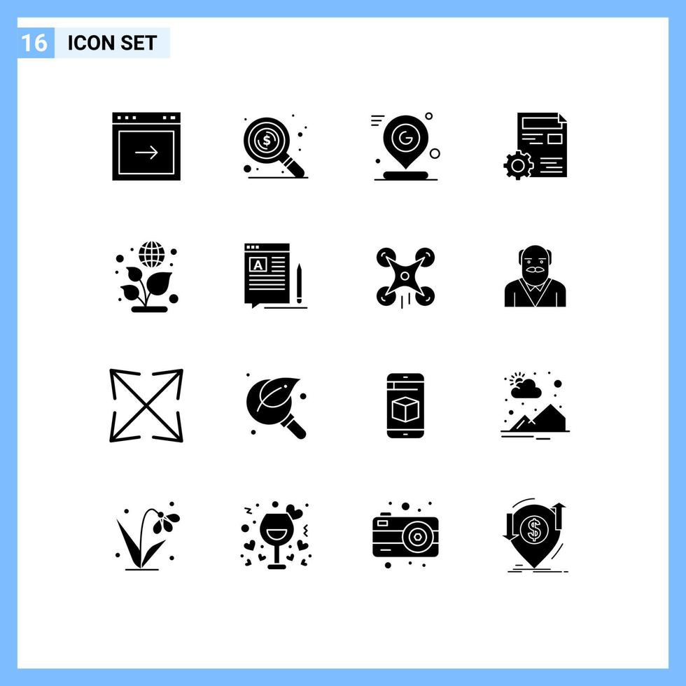 16 Creative Icons Modern Signs and Symbols of earth config map setting document Editable Vector Design Elements
