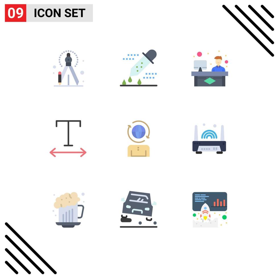 Flat Color Pack of 9 Universal Symbols of modern global chat business font Editable Vector Design Elements