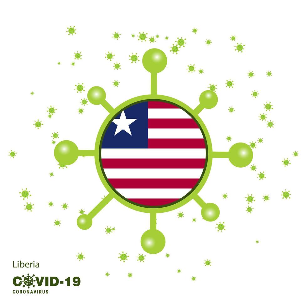 Liberia Coronavius Flag Awareness Background Stay home Stay Healthy Take care of your own health Pray for Country vector