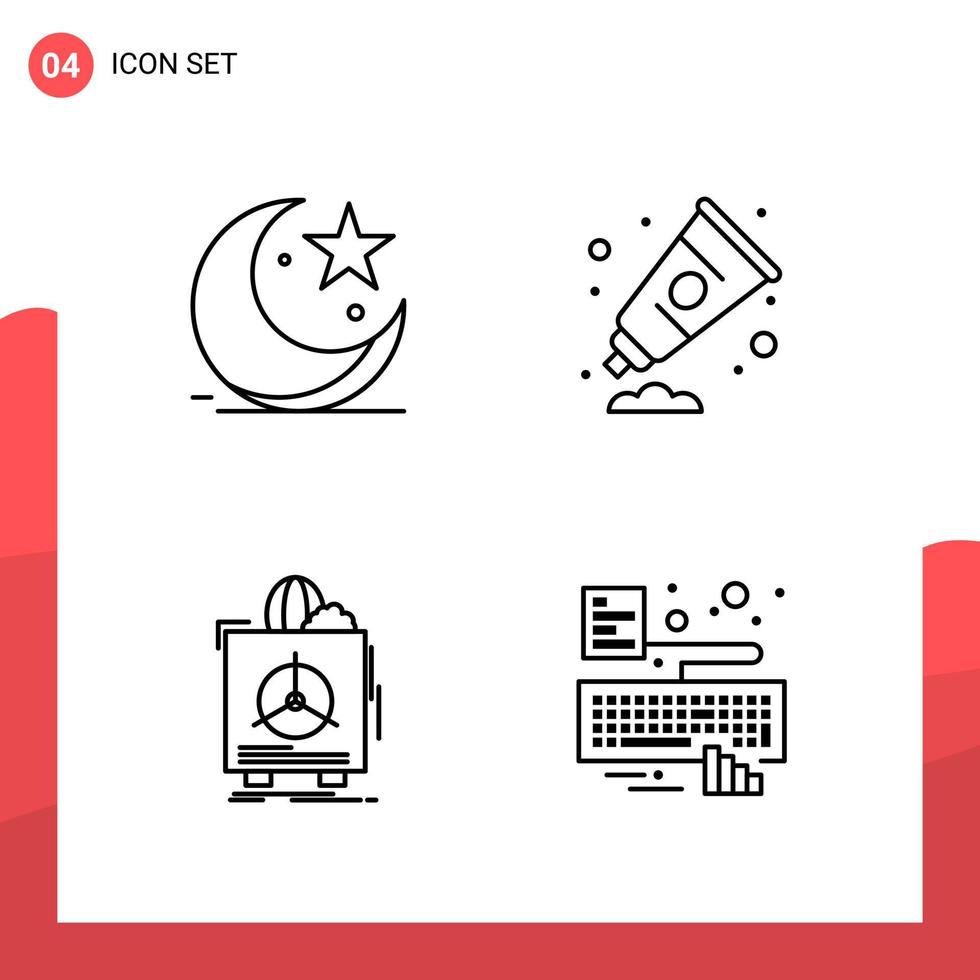 Pack of 4 Universal Outline Icons for Print Media on White Background vector