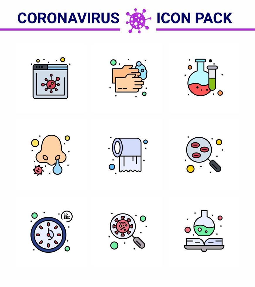 25 Coronavirus Emergency Iconset Blue Design such as tissue paper chemical nose infection disease viral coronavirus 2019nov disease Vector Design Elements