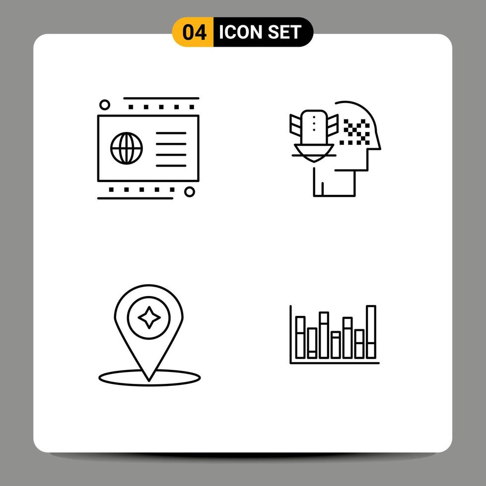Group of 4 Filledline Flat Colors Signs and Symbols for card compass payment protection location Editable Vector Design Elements