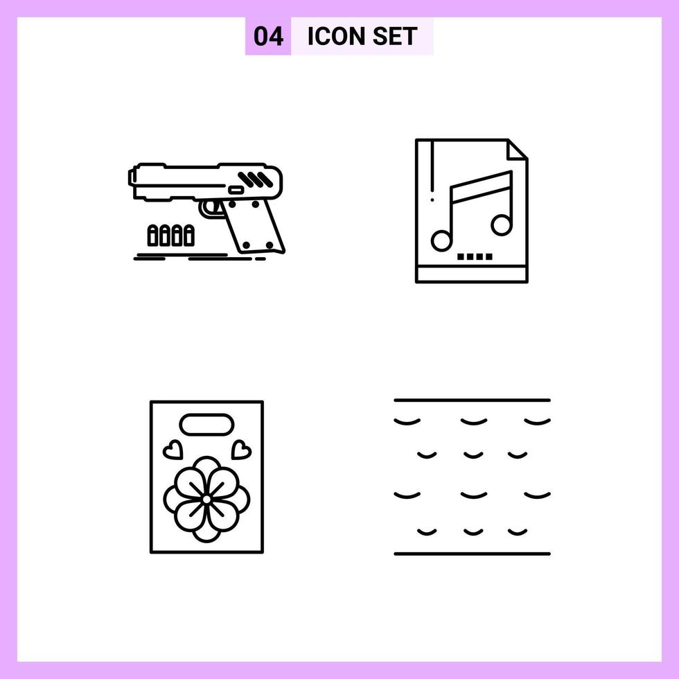 4 Icons in Line Style Outline Symbols on White Background Creative Vector Signs for Web mobile and Print