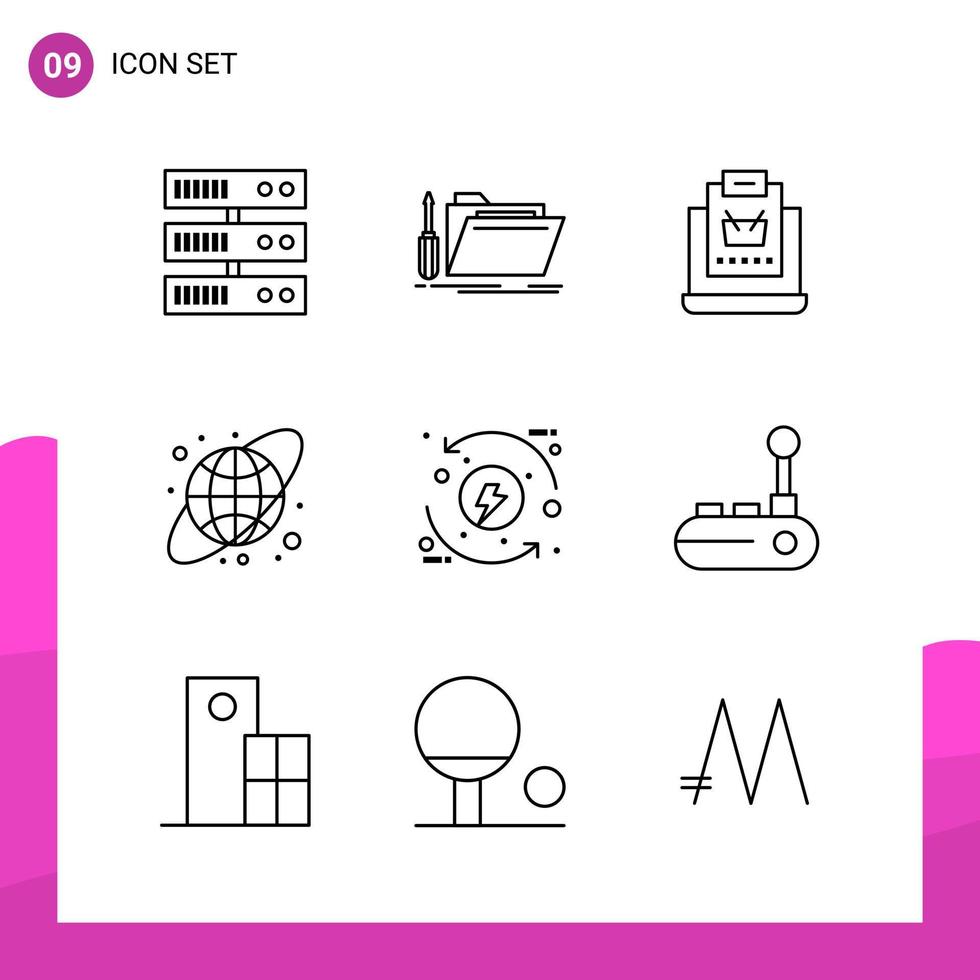Outline Icon set Pack of 9 Line Icons isolated on White Background for responsive Website Design Print and Mobile Applications vector