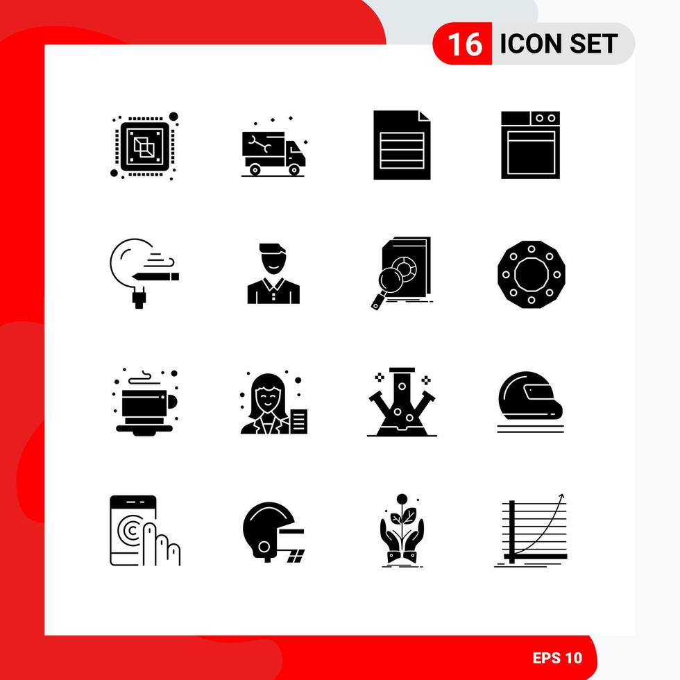 Stock Vector Icon Pack of 16 Line Signs and Symbols for learning education plumbing technology table Editable Vector Design Elements