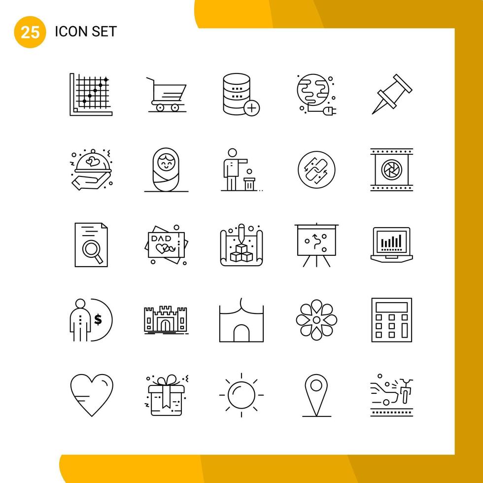 25 Icon Set Line Style Icon Pack Outline Symbols isolated on White Backgound for Responsive Website Designing vector