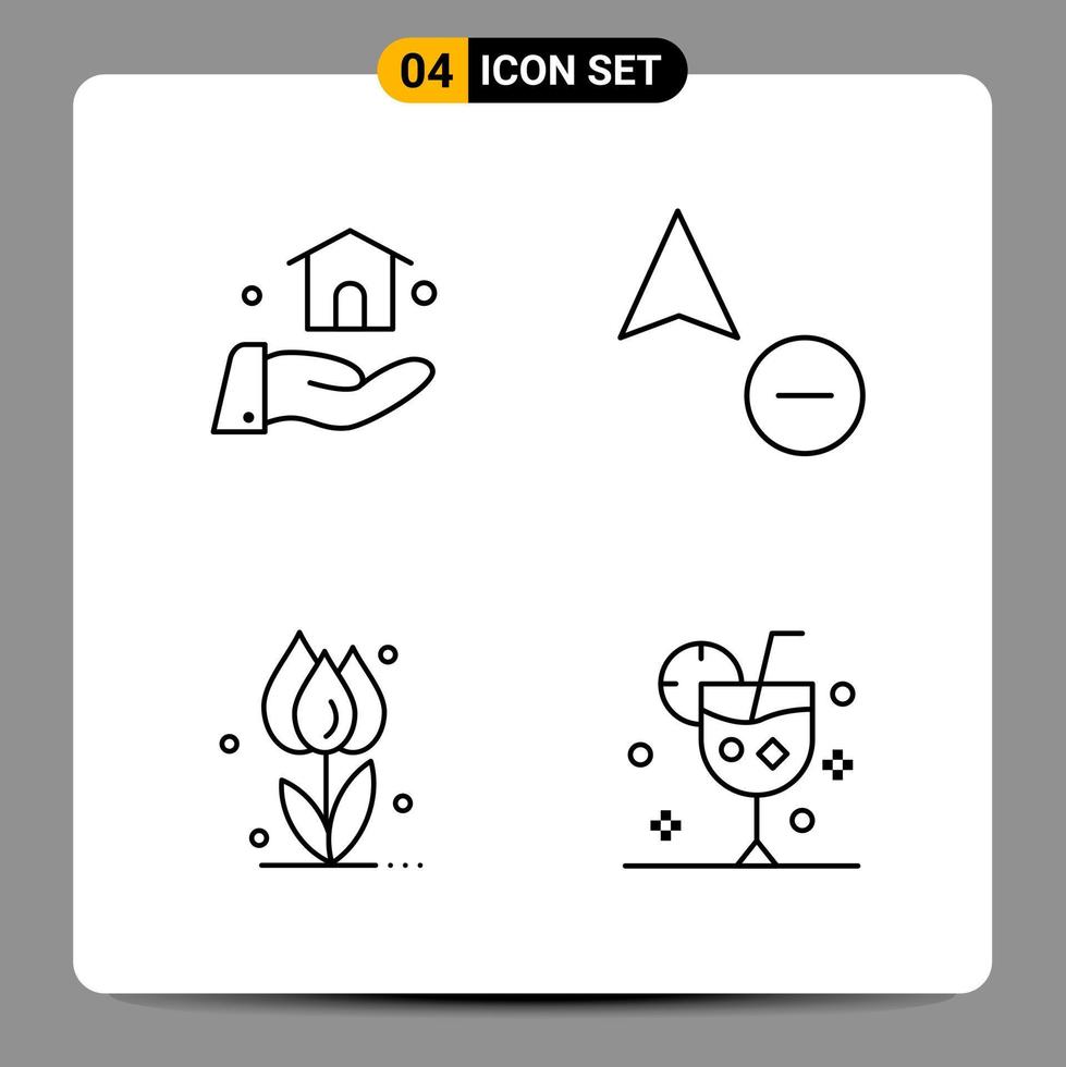 4 Black Icon Pack Outline Symbols Signs for Responsive designs on white background 4 Icons Set vector