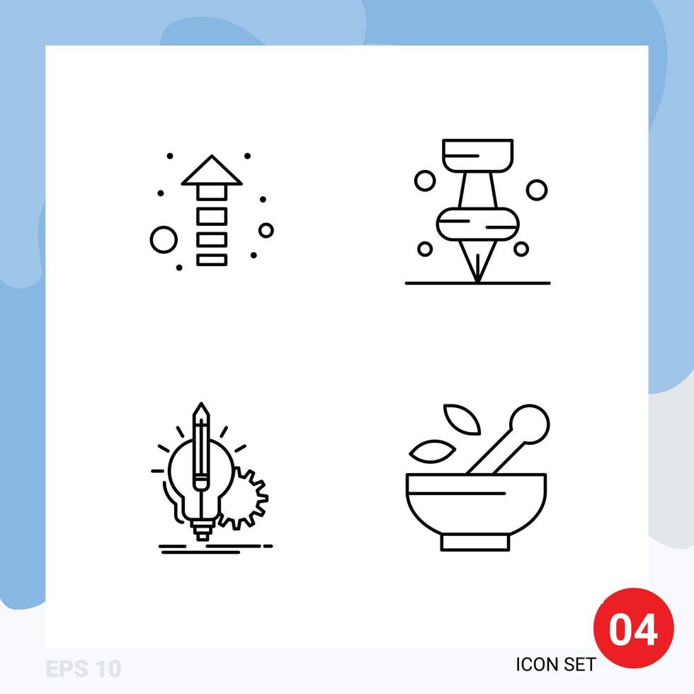 User Interface Pack of 4 Basic Filledline Flat Colors of arrow lamp education idea hospital Editable Vector Design Elements