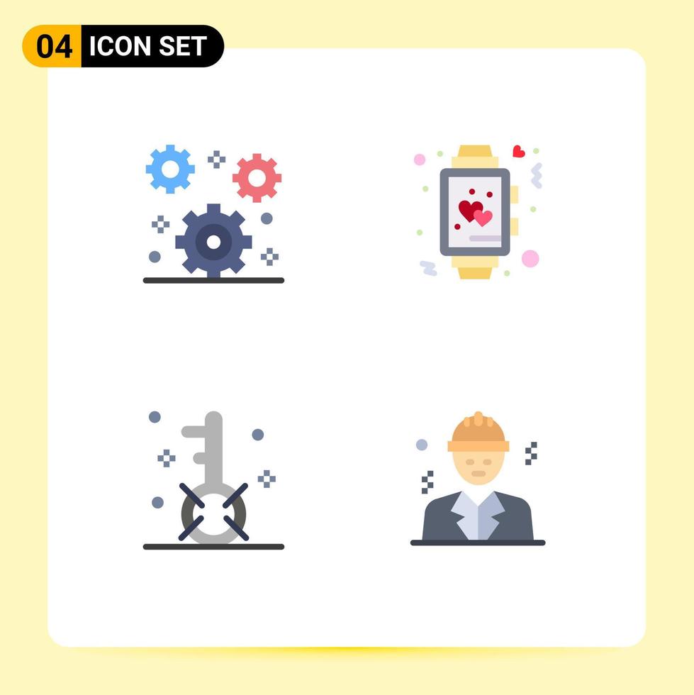 4 User Interface Flat Icon Pack of modern Signs and Symbols of cog engine setting time media Editable Vector Design Elements