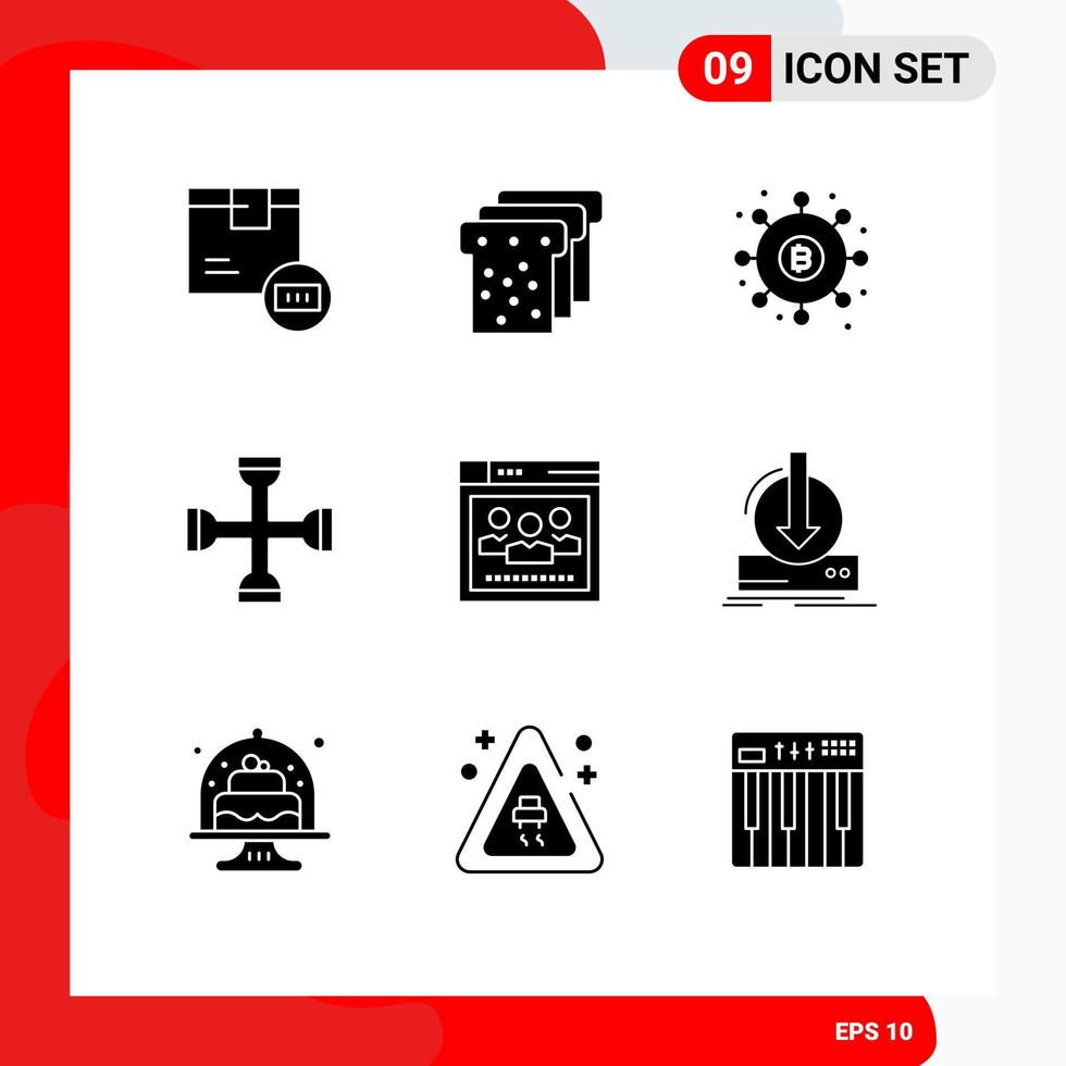 Pictogram Set of 9 Simple Solid Glyphs of wrench setting distribution performance payments Editable Vector Design Elements