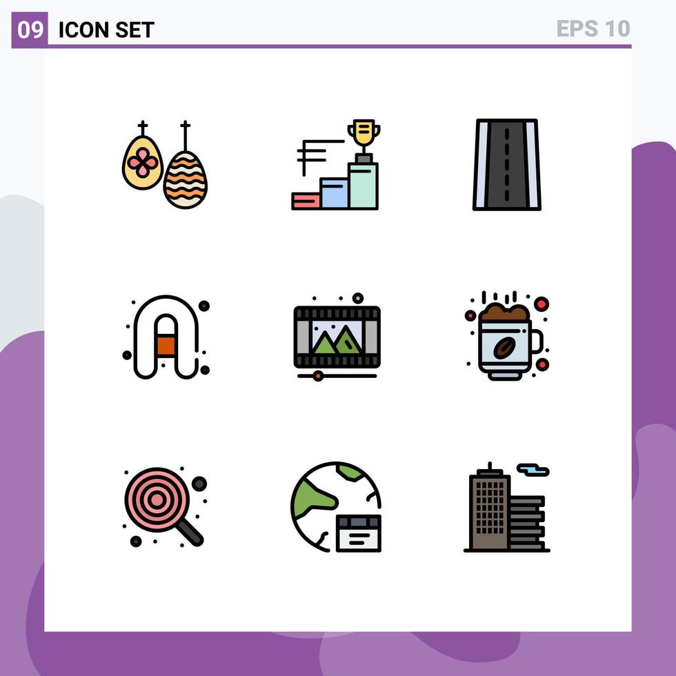9 Creative Icons Modern Signs and Symbols of reel play store car play camping Editable Vector Design Elements