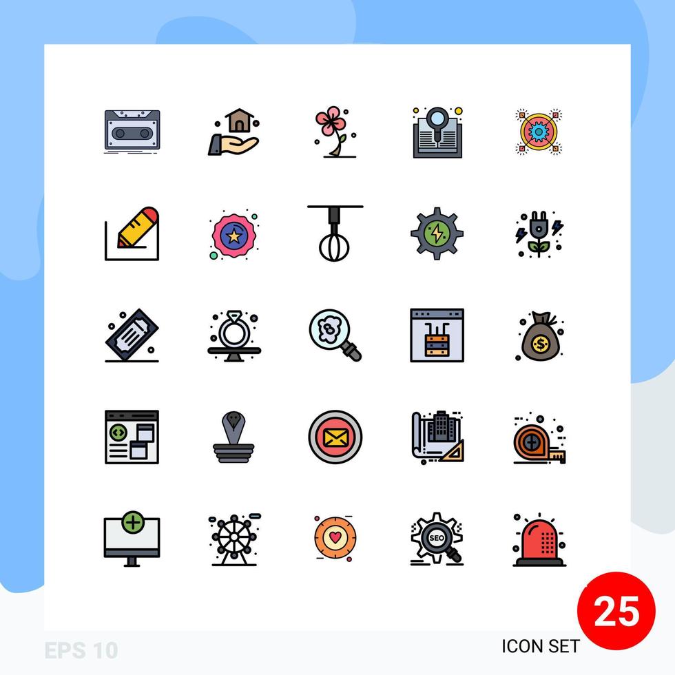 Stock Vector Icon Pack of 25 Line Signs and Symbols for marketing research flora explore spring Editable Vector Design Elements