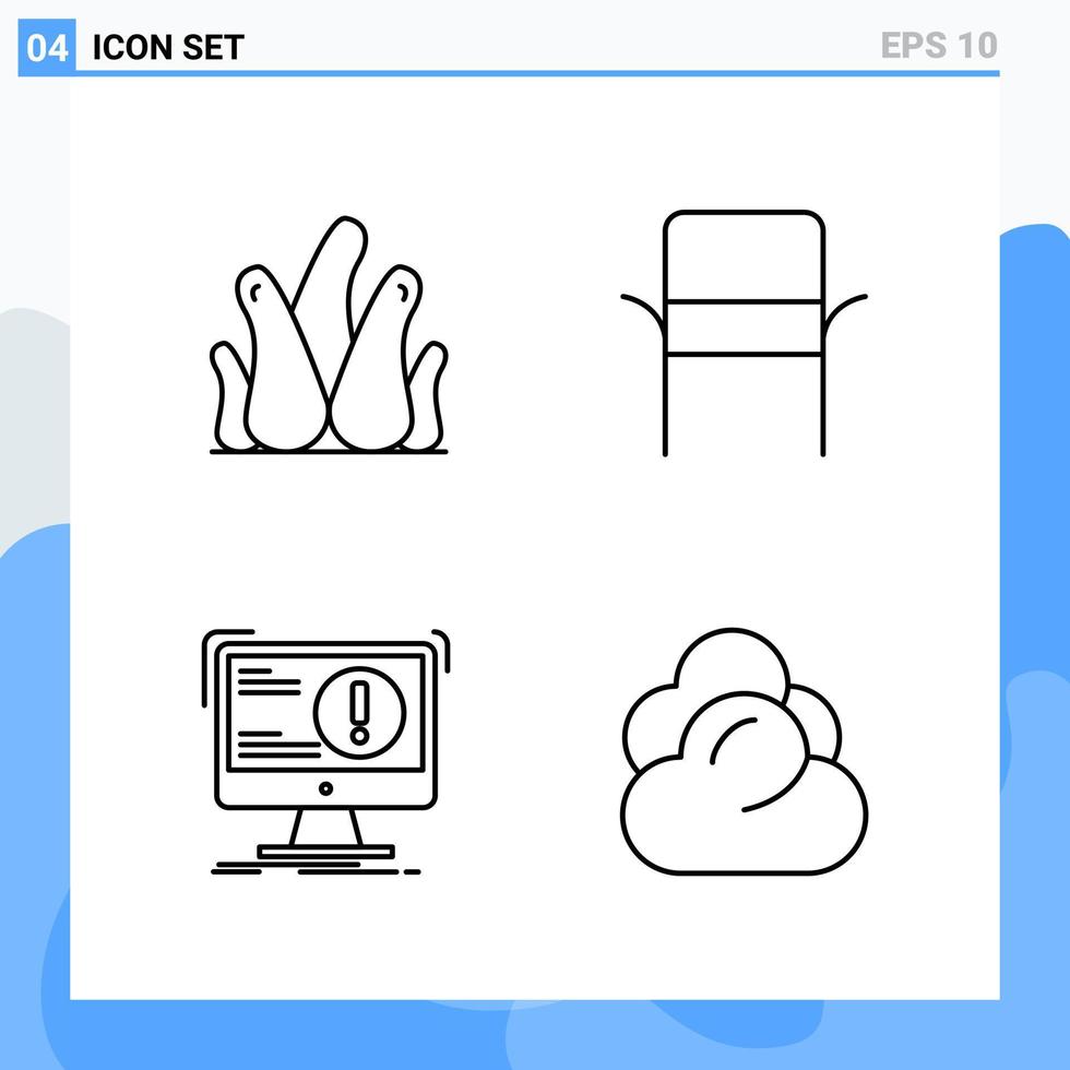 iconos de estilo moderno de 4 líneas delinean símbolos para uso general signo de icono de línea creativa aislado en fondo blanco paquete de 4 iconos vector