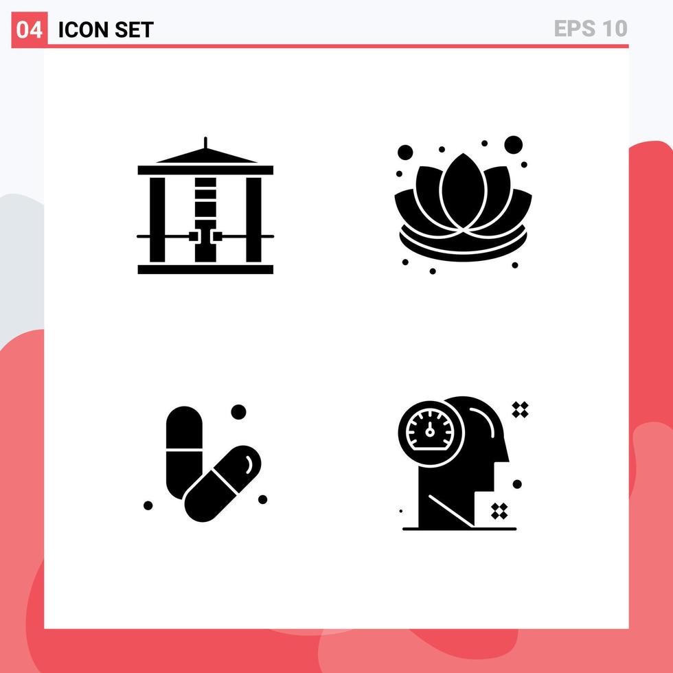 4 User Interface Solid Glyph Pack of modern Signs and Symbols of decapitate gym murder flower muscle Editable Vector Design Elements