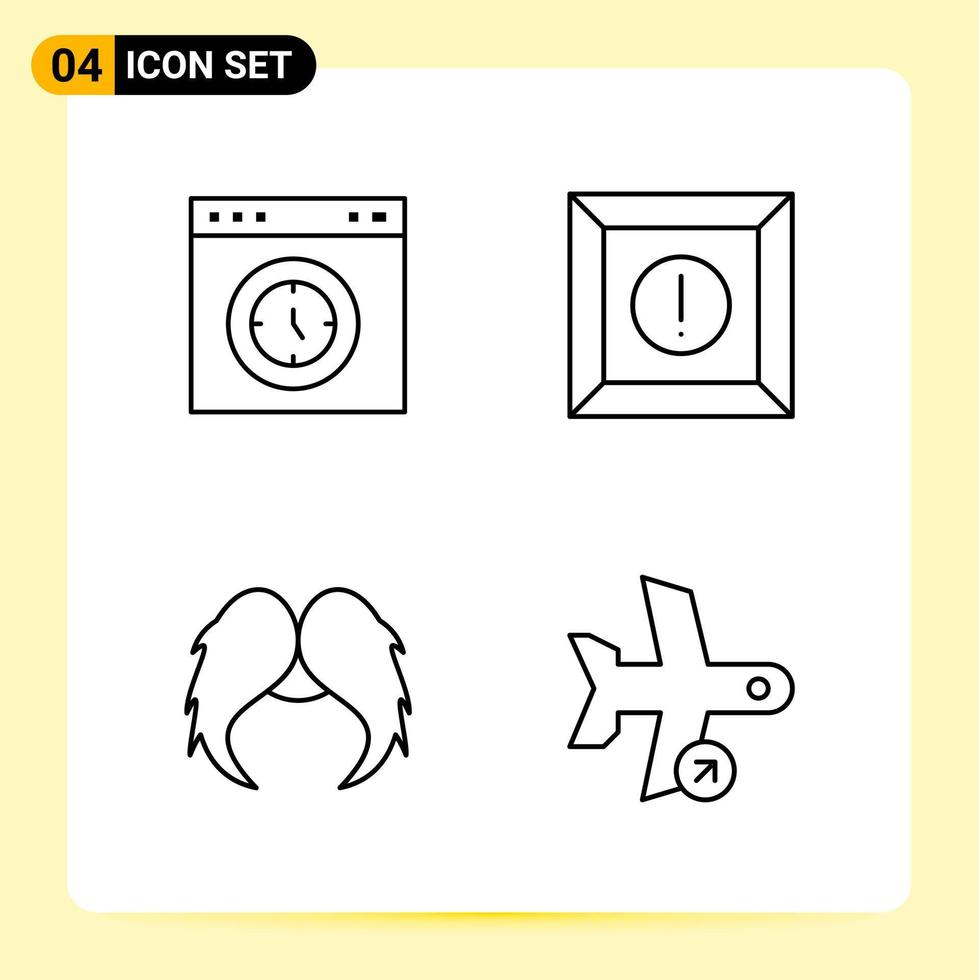 4 Creative Icons for Modern website design and responsive mobile apps 4 Outline Symbols Signs on White Background 4 Icon Pack vector