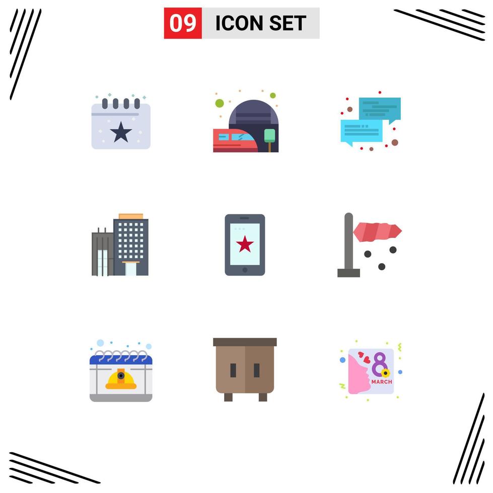 Set of 9 Modern UI Icons Symbols Signs for mobile home communication building chat Editable Vector Design Elements