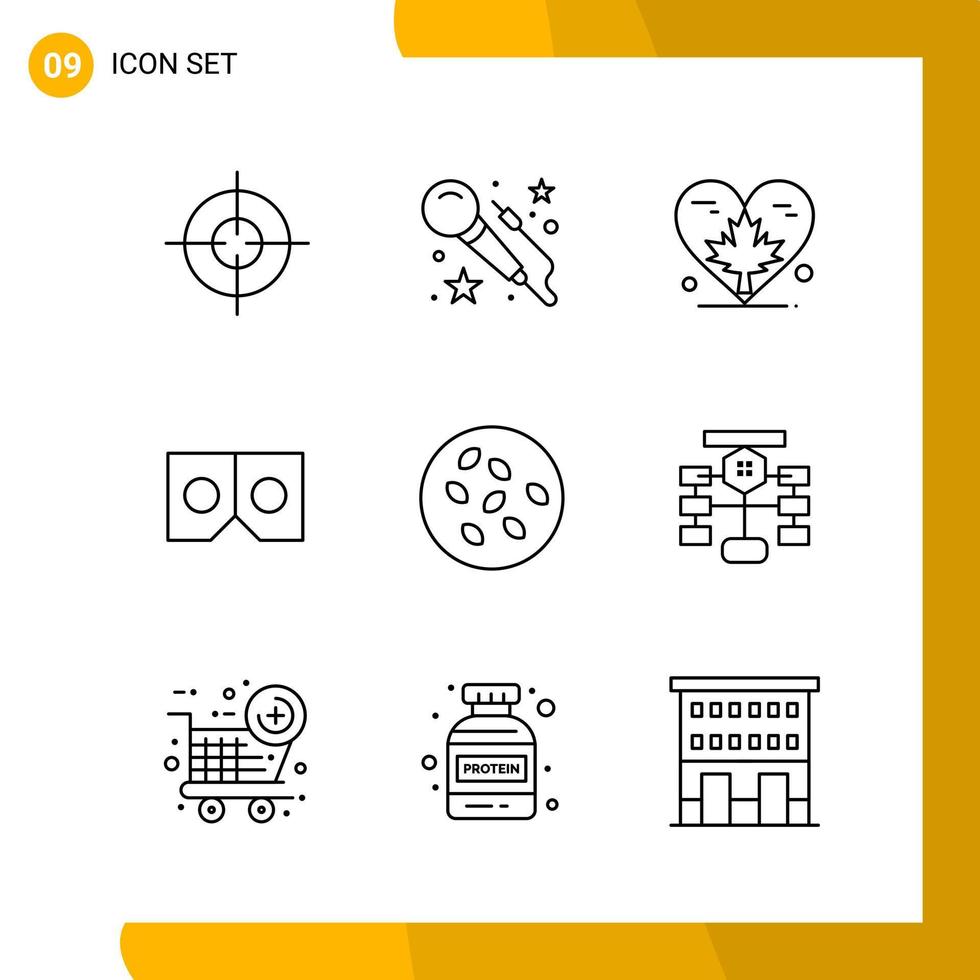 9 Icon Set Line Style Icon Pack Outline Symbols isolated on White Backgound for Responsive Website Designing vector