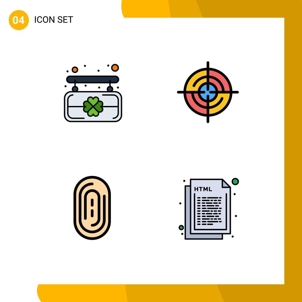 Group of 4 Modern Filledline Flat Colors Set for board touch define navigation design Editable Vector Design Elements