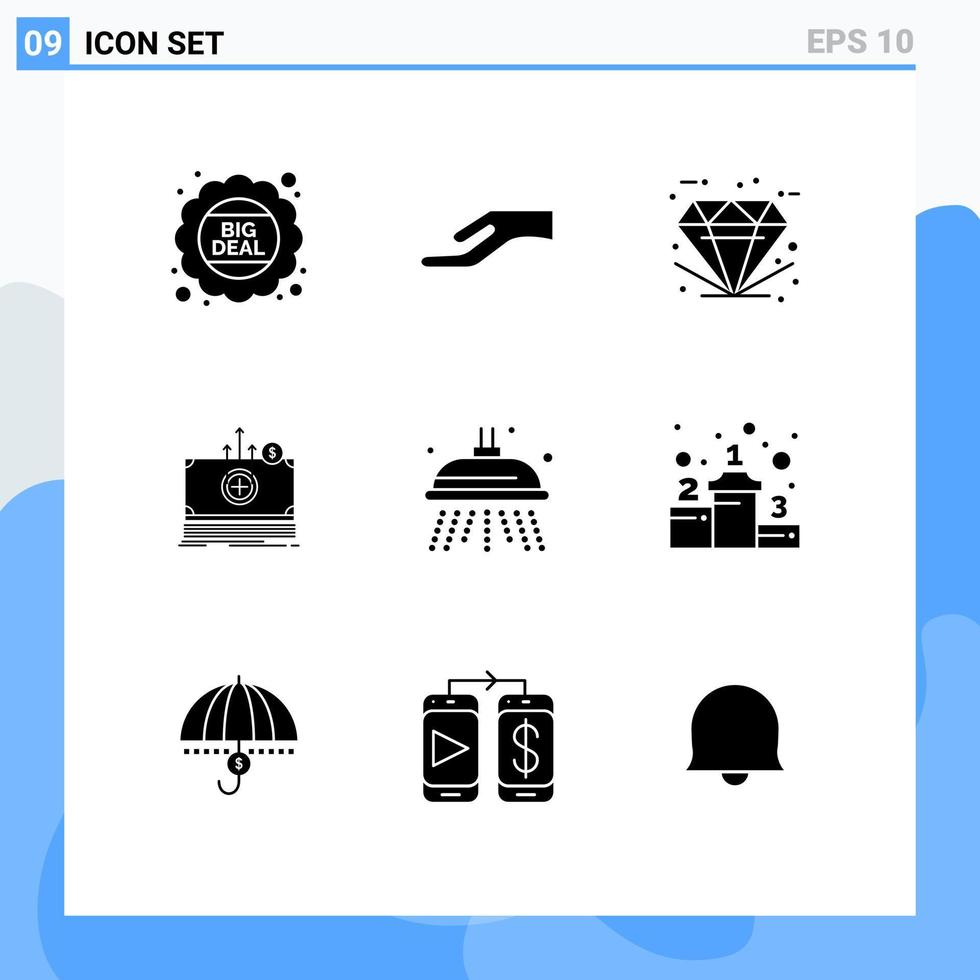 9 Universal Solid Glyphs Set for Web and Mobile Applications park transfer ecommerce medical money Editable Vector Design Elements