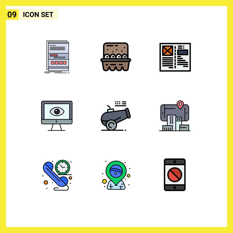 paquete de iconos de vectores de stock de 9 signos y símbolos de línea para vigilancia ingredientes en línea elementos de diseño de vectores editables de cuadrícula de monitor