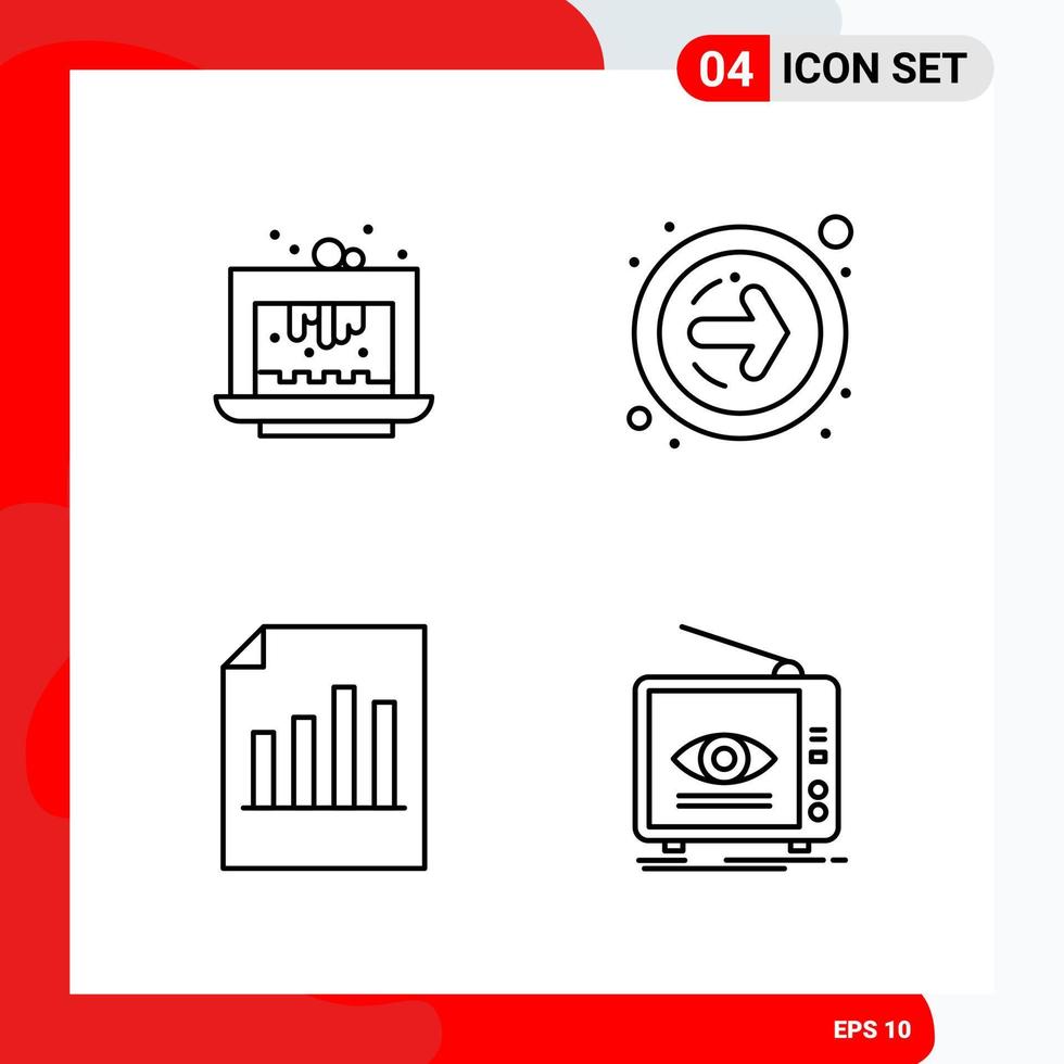 Creative Set of 4 Universal Outline Icons isolated on White Background vector