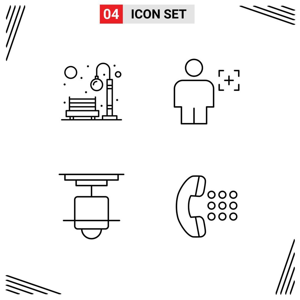 4 iconos creativos signos y símbolos modernos de muebles de cuerpo de recreación de reconocimiento de banco elementos de diseño vectorial editables vector