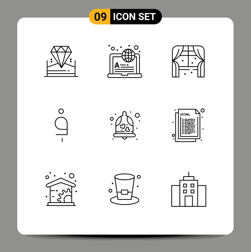 9 Universal Outlines Set for Web and Mobile Applications love currency furniture afghanistan afghani Editable Vector Design Elements
