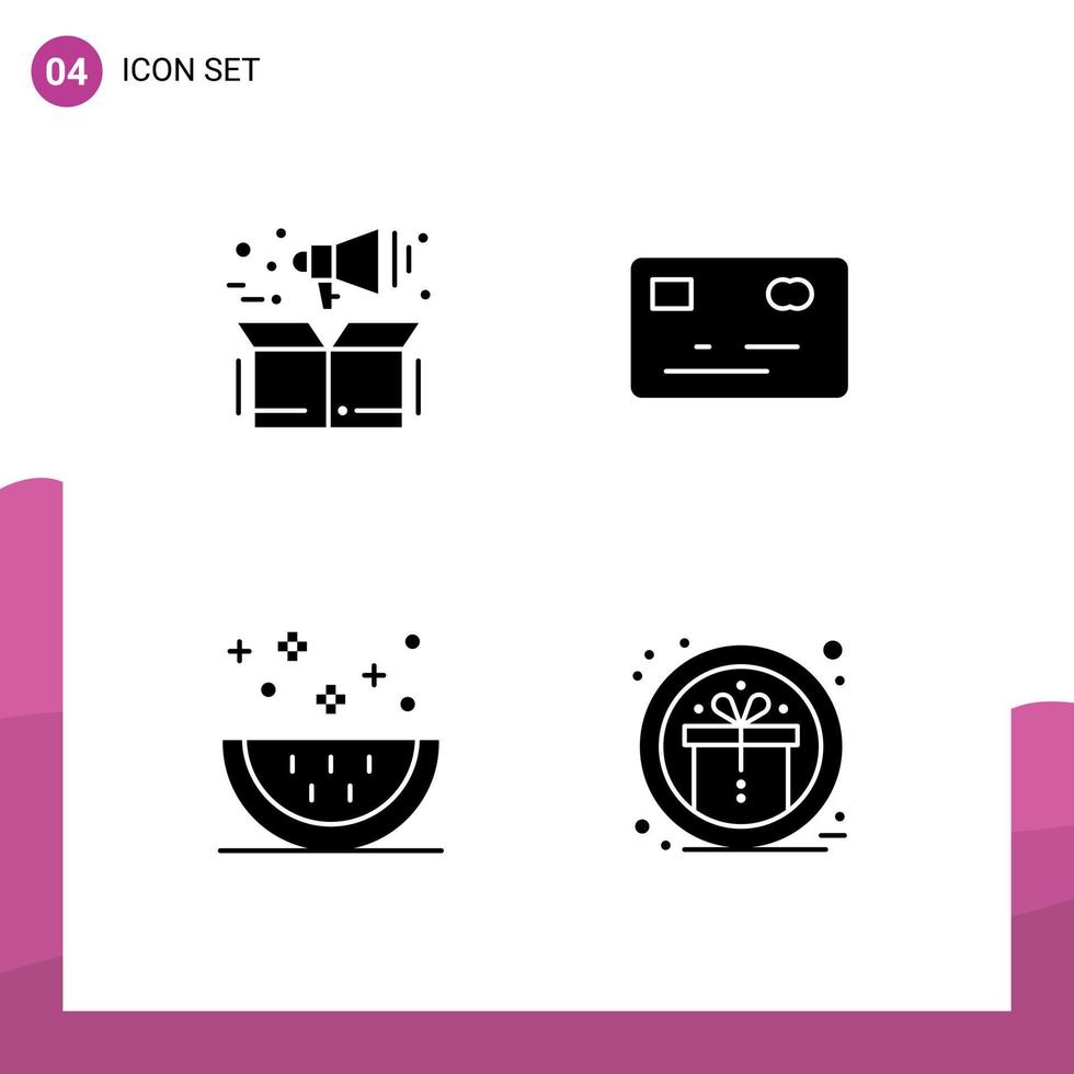 paquete de iconos de vector de stock de 4 signos y símbolos de línea para la gestión de elementos de diseño de vector editables de corte de pago de caja de alimentos
