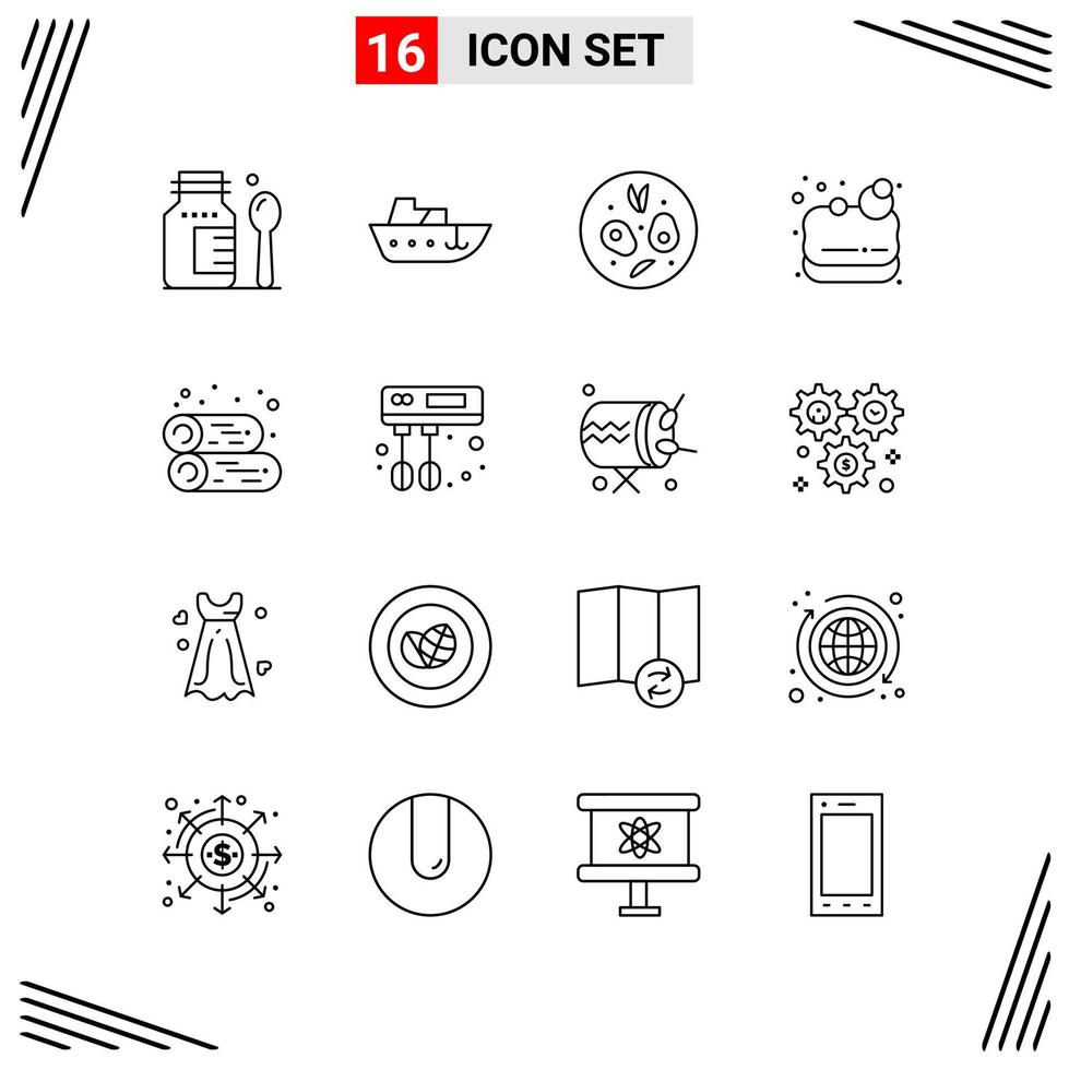 16 Icons Line Style Grid Based Creative Outline Symbols for Website Design Simple Line Icon Signs Isolated on White Background 16 Icon Set vector