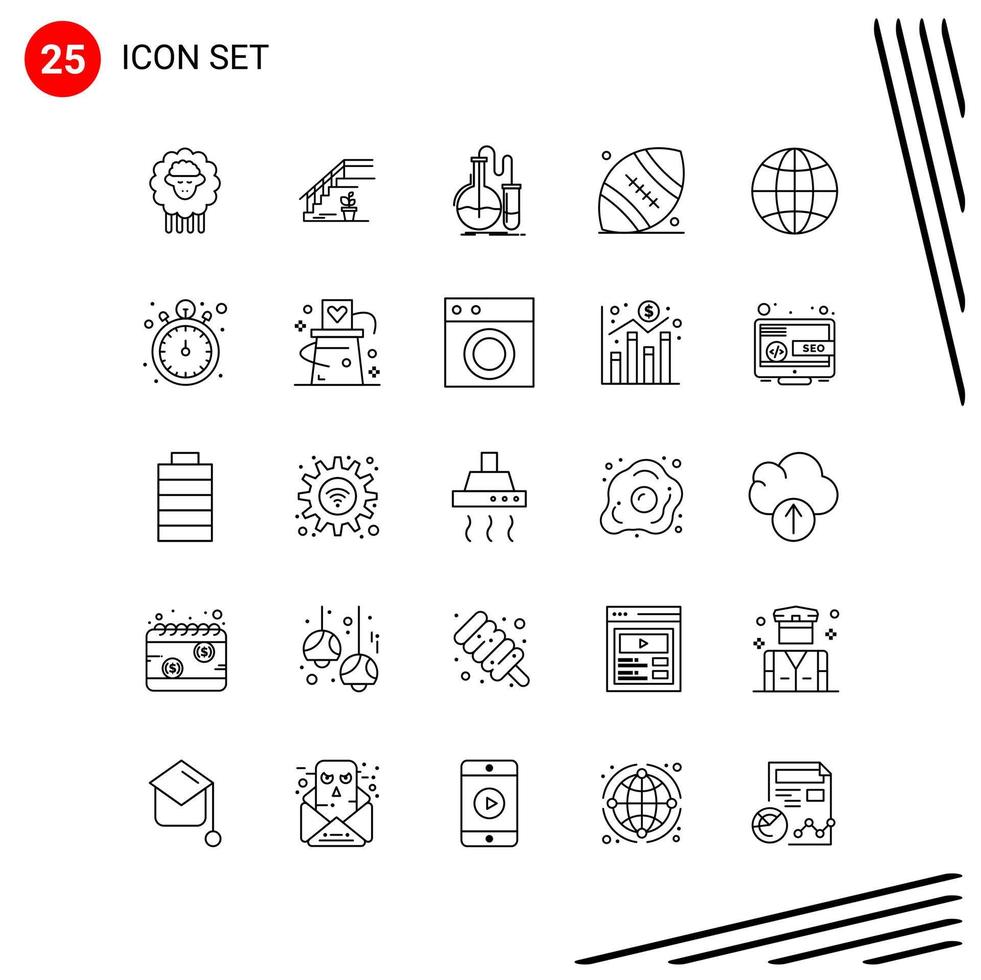 colección de 25 iconos vectoriales en estilo de línea símbolos de contorno perfecto de píxel para web y signos de icono de línea móvil sobre fondo blanco 25 iconos vector