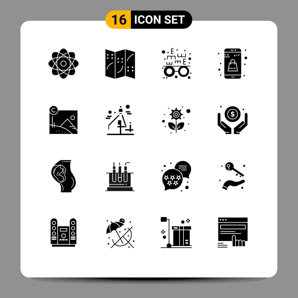16 Universal Solid Glyph Signs Symbols of design copyright optical business online app Editable Vector Design Elements