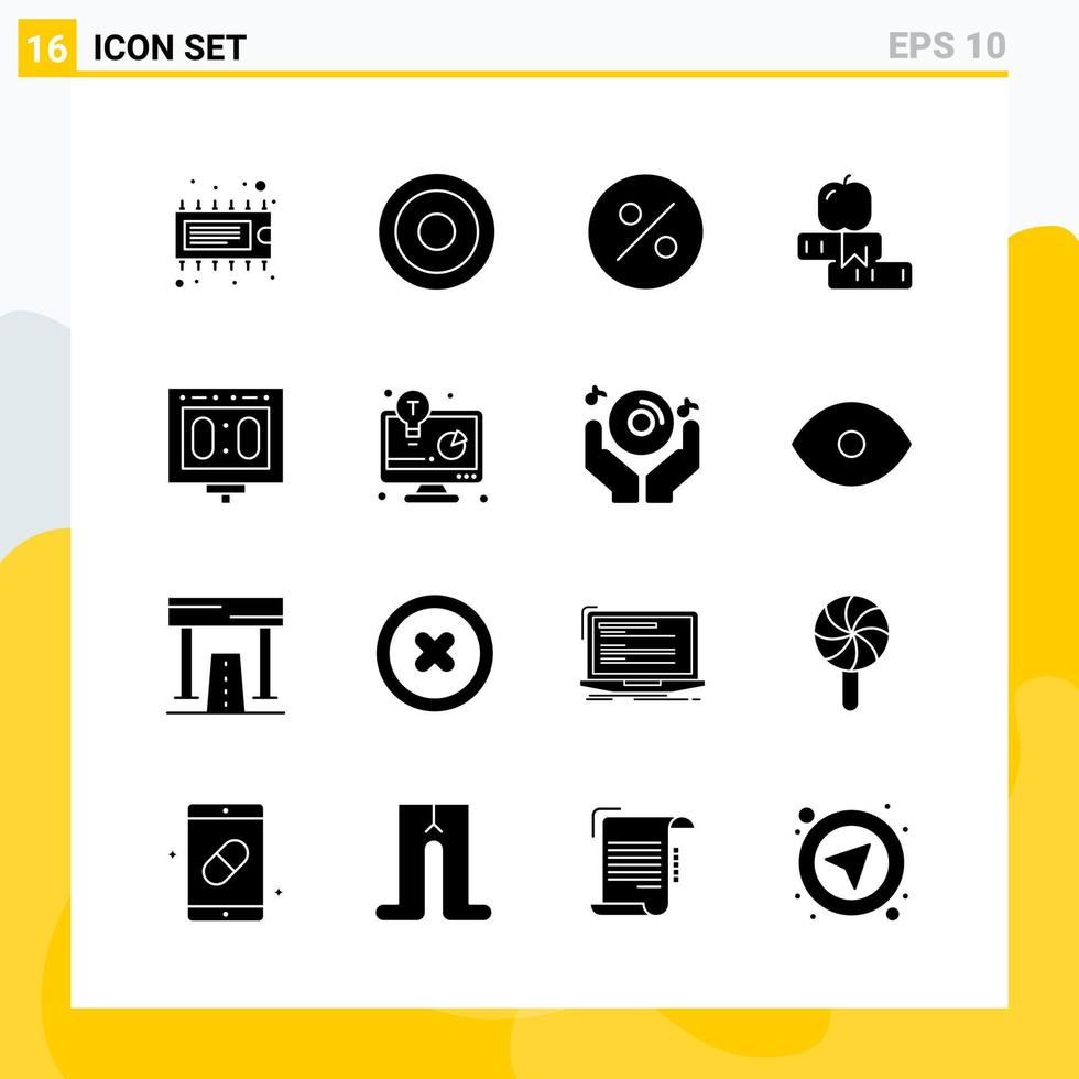 Collection of 16 Universal Solid Icons Icon Set for Web and Mobile vector