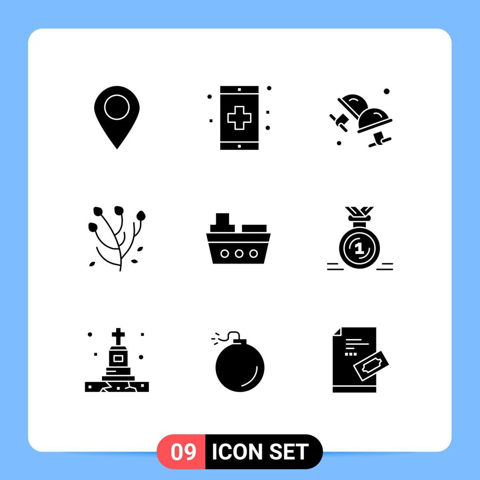 9 Creative Icons Modern Signs and Symbols of boat flower health anemone flower jewelry Editable Vector Design Elements
