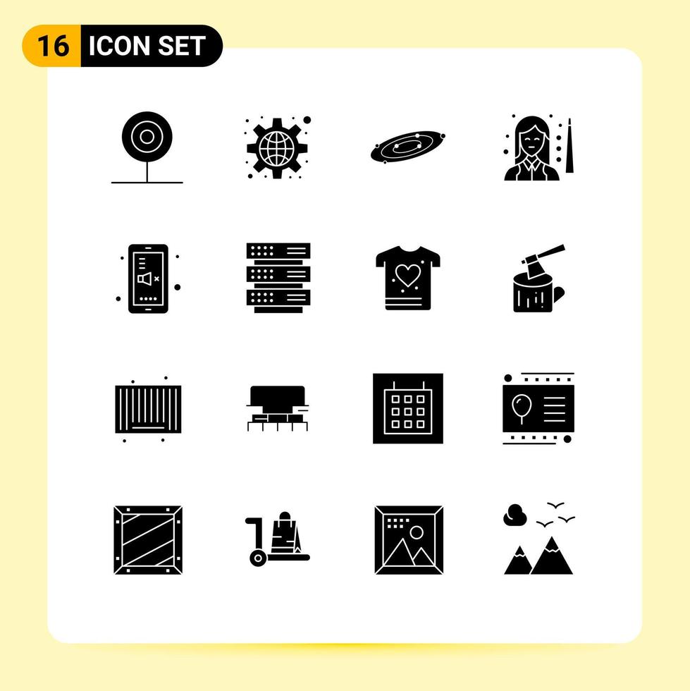 Set of 16 Modern UI Icons Symbols Signs for snooker player settings billiards system Editable Vector Design Elements