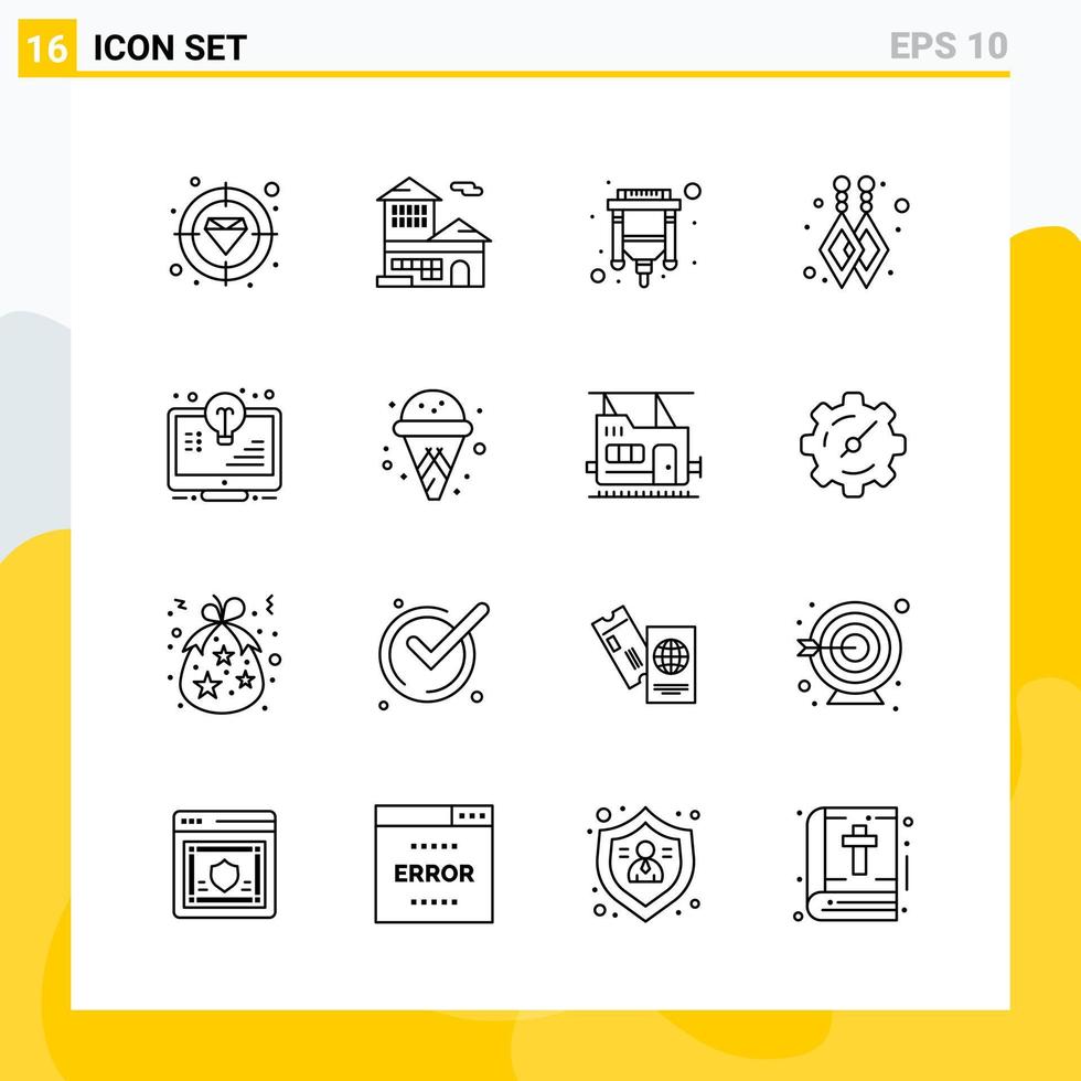 Collection of 16 Universal Line Icons Icon Set for Web and Mobile vector