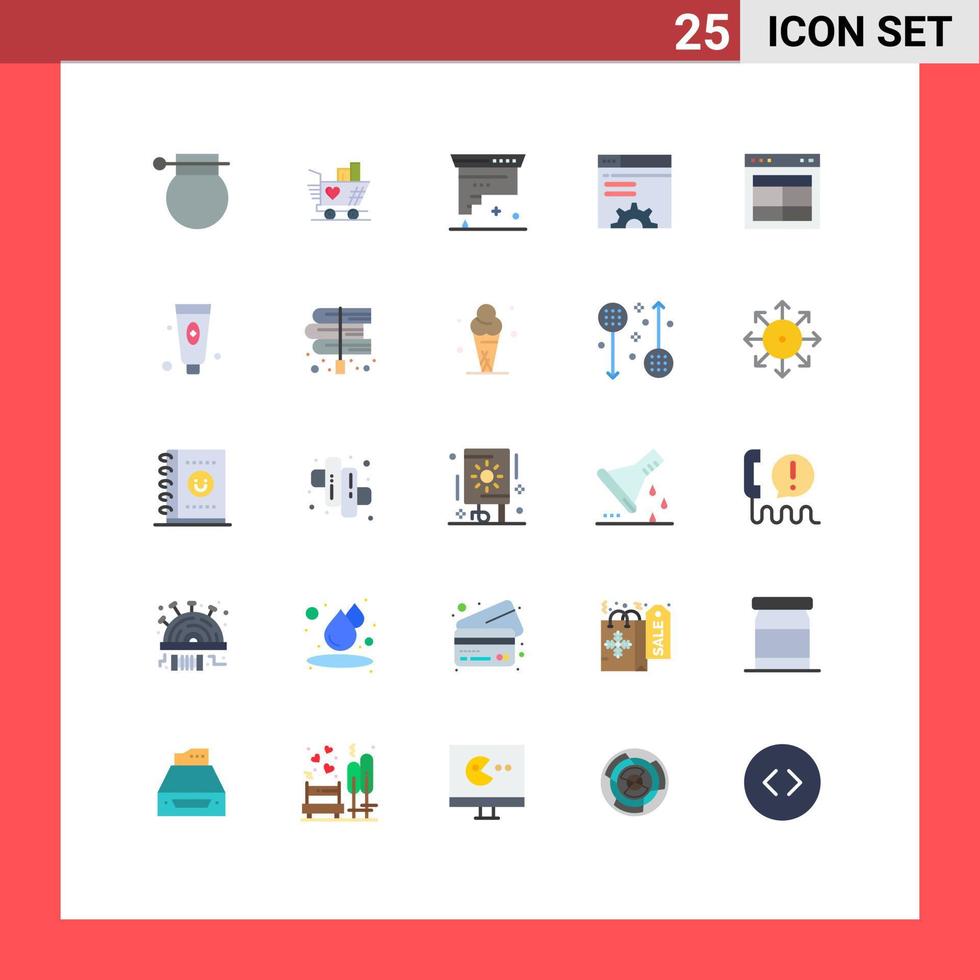 Set of 25 Commercial Flat Colors pack for web brower server heart data development Editable Vector Design Elements