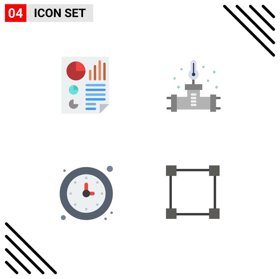 4 Flat Icon concept for Websites Mobile and Apps bars clock page plumber time Editable Vector Design Elements