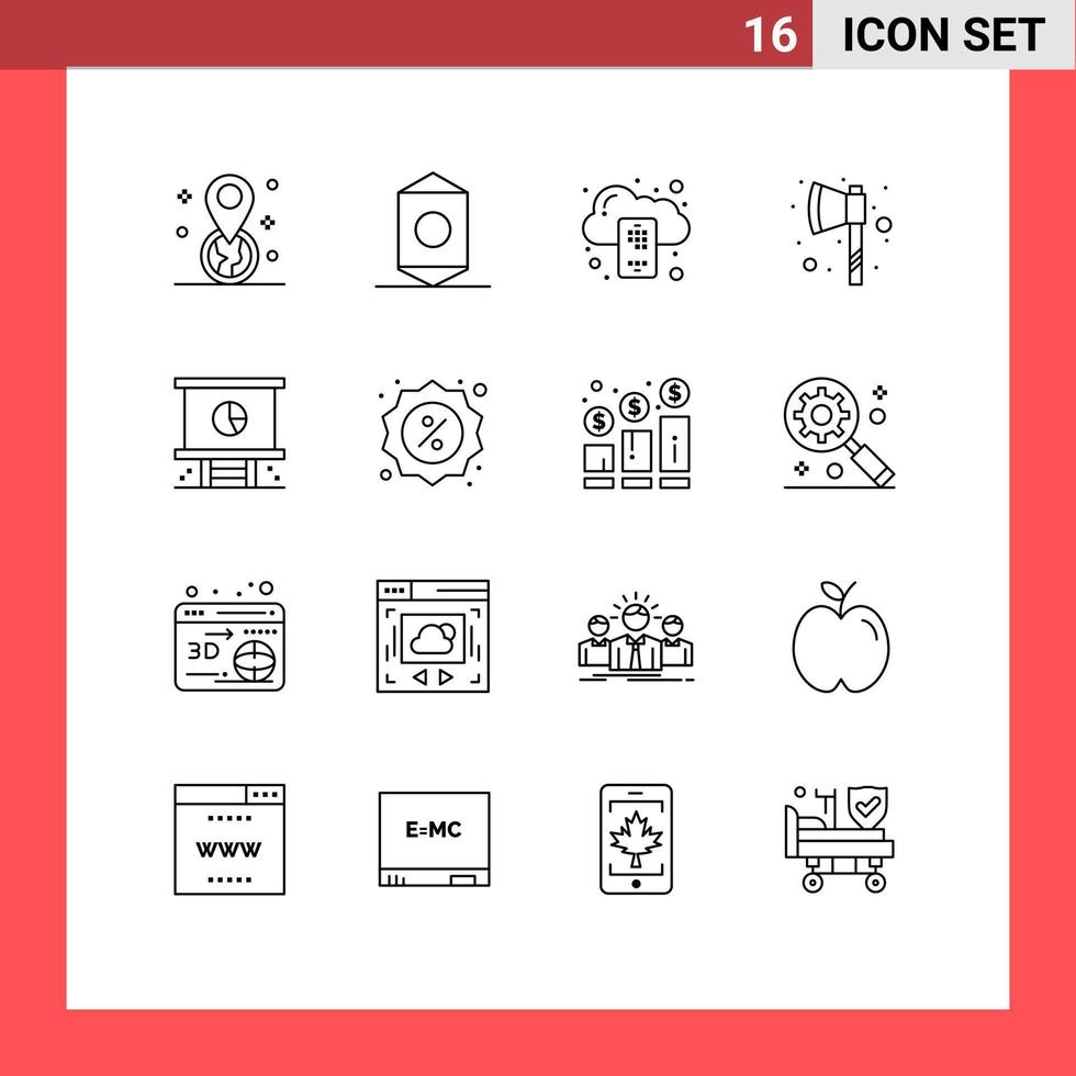 16 Outline concept for Websites Mobile and Apps corporate business backup tomahawk axe Editable Vector Design Elements