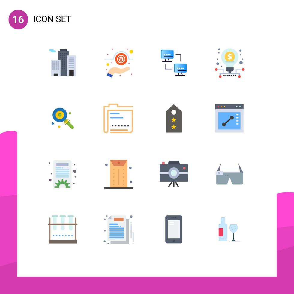 Set of 16 Vector Flat Colors on Grid for lolly candy network stock investment Editable Pack of Creative Vector Design Elements