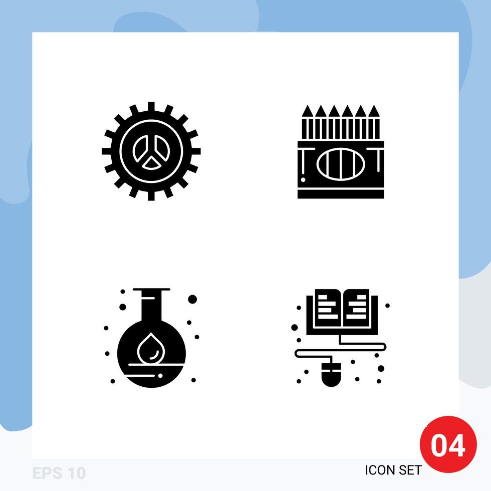 Solid Glyph Pack of 4 Universal Symbols of options education web design color flask Editable Vector Design Elements