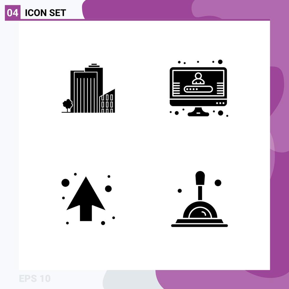 4 Universal Solid Glyph Signs Symbols of building arrows tower profile direction Editable Vector Design Elements