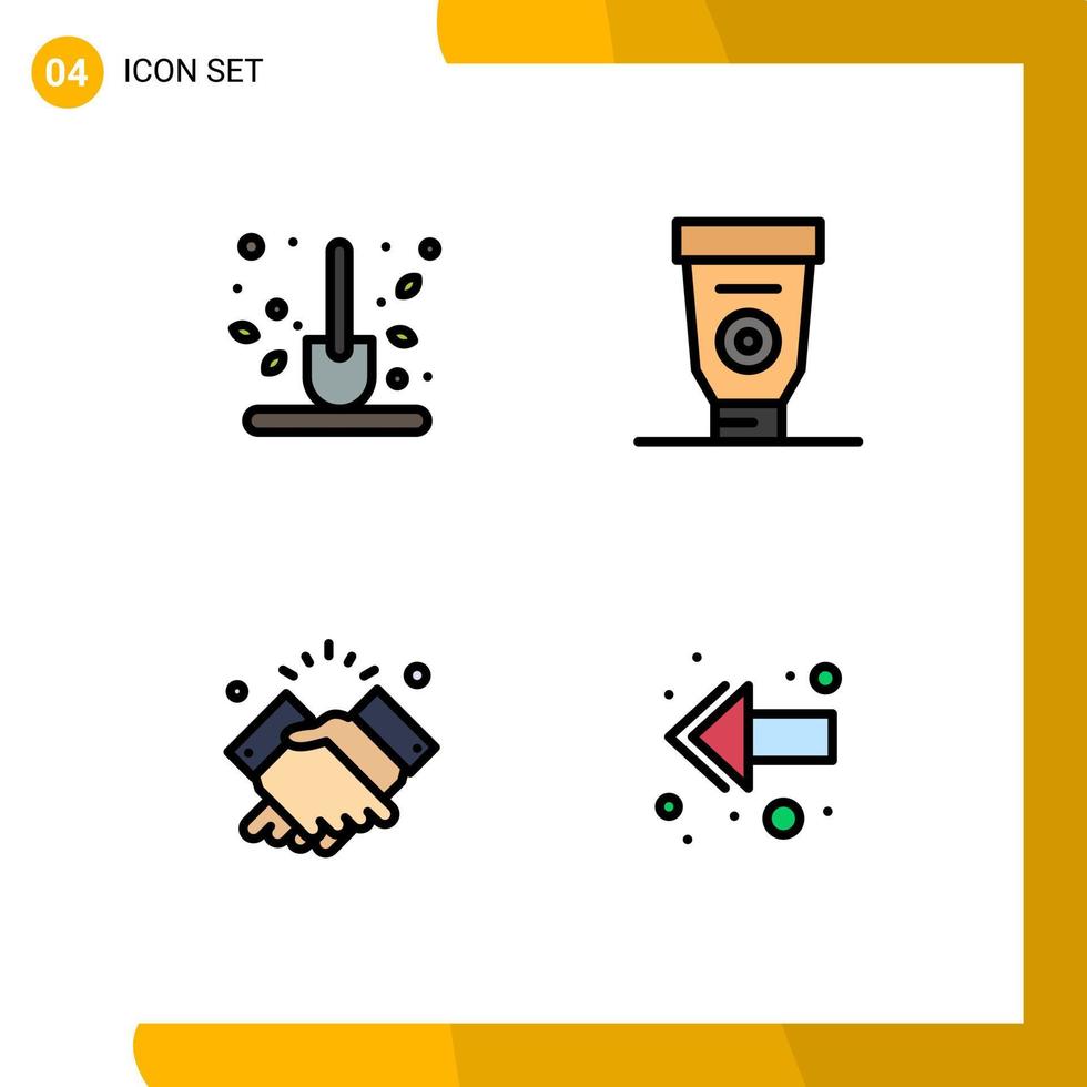 Group of 4 Modern Filledline Flat Colors Set for autumn handshake scoop equipment hand Editable Vector Design Elements