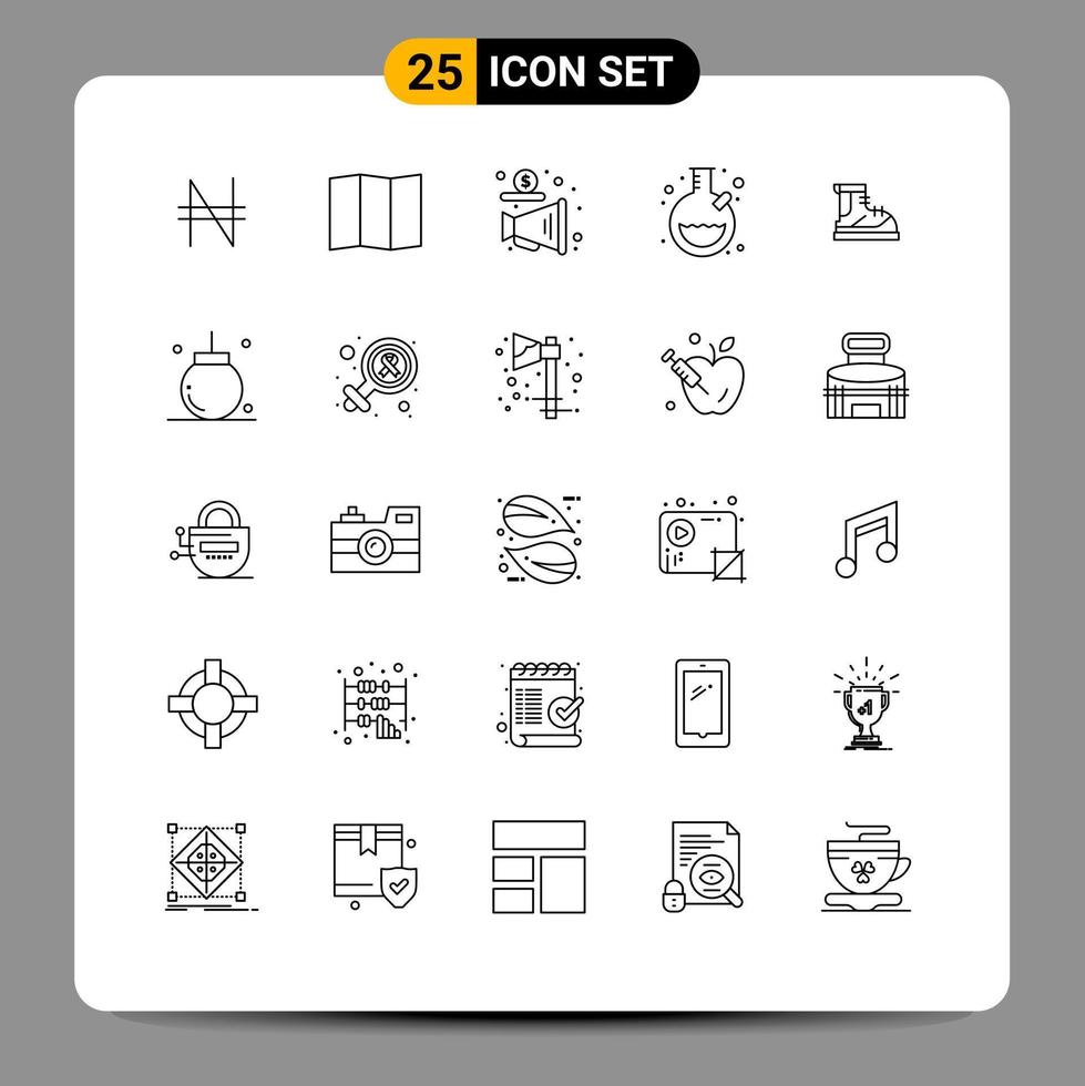 Set of 25 Commercial Lines pack for ball track money hiking boots Editable Vector Design Elements