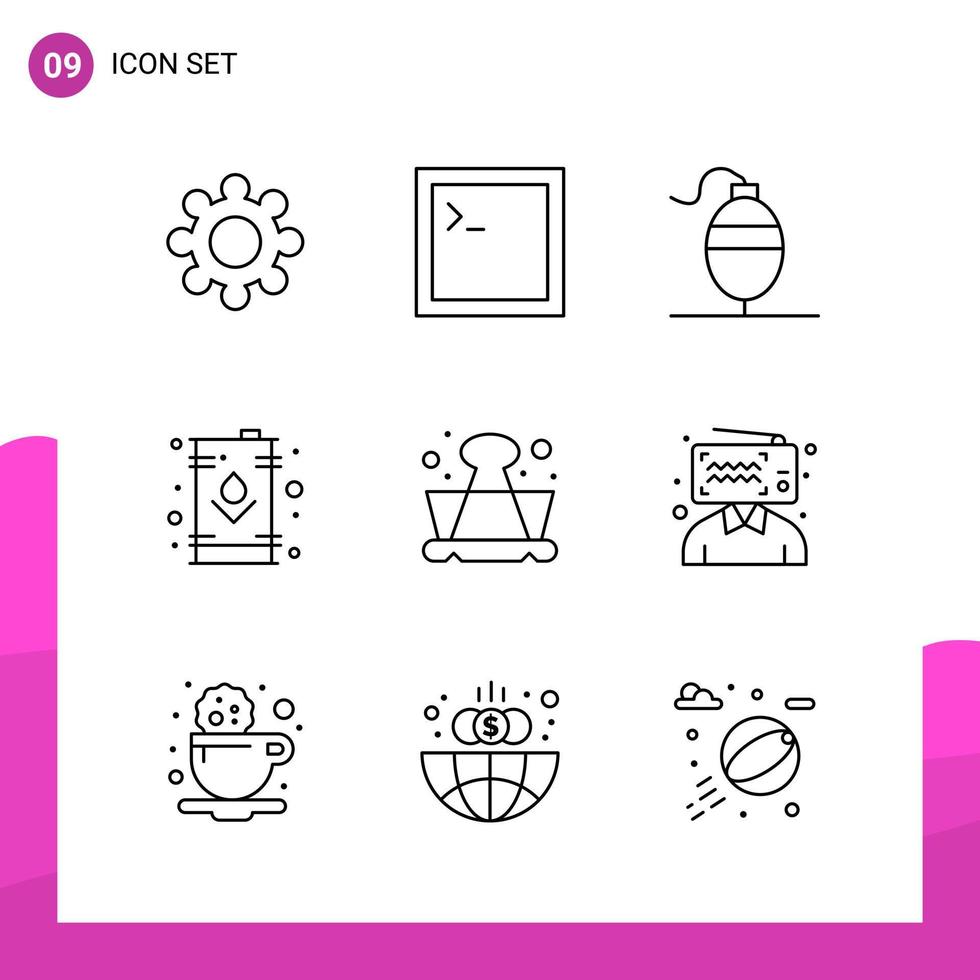 paquete de conjunto de iconos de contorno de 9 iconos de línea aislados en fondo blanco para aplicaciones móviles y de impresión de diseño de sitios web receptivos vector