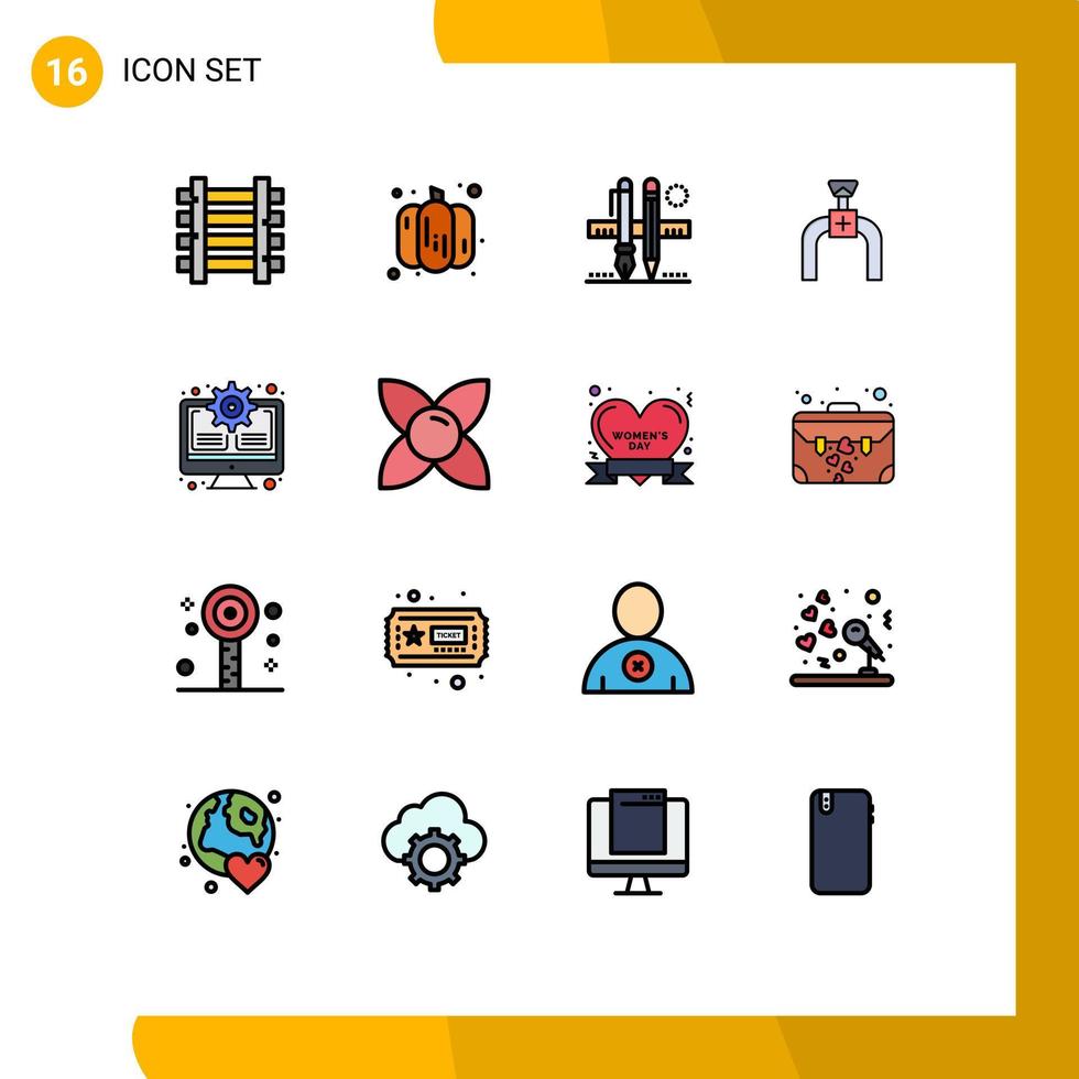 16 Creative Icons Modern Signs and Symbols of monitor line pen gas pipeline Editable Creative Vector Design Elements