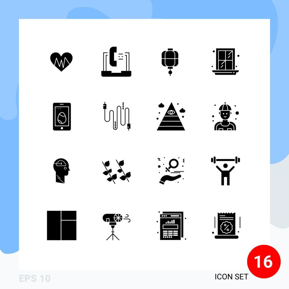 User Interface Pack of 16 Basic Solid Glyphs of easter home service window decoration Editable Vector Design Elements