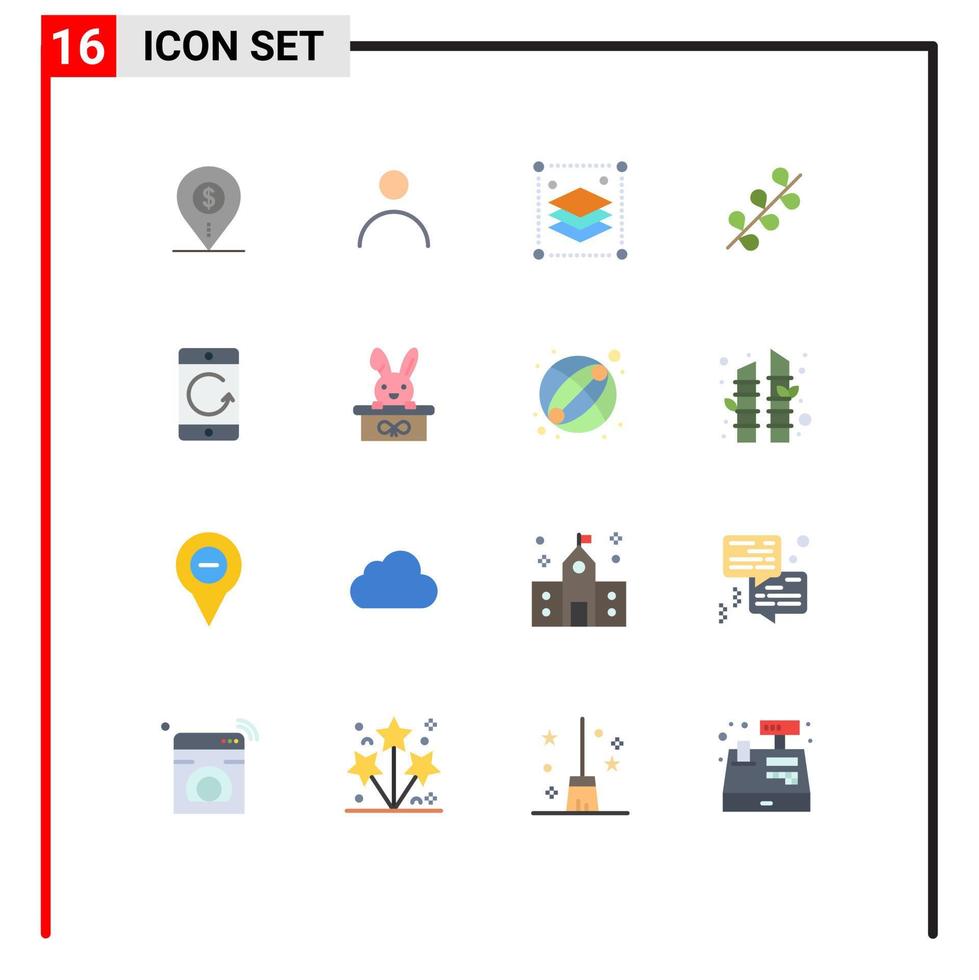 User Interface Pack of 16 Basic Flat Colors of spring easter profile catkin layers Editable Pack of Creative Vector Design Elements